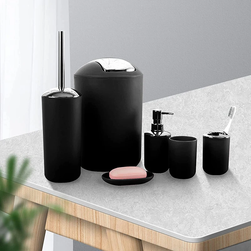 6Pcs Bathroom Accessories Set Plastic Washing Tools Toothbrush Cup Soap Dish Toilet Brush Trash Can
6Pcs Bathroom Accessories Set Plastic Washing Tools Toothbrush Cup Soap Dish Toilet Brush Trash Can