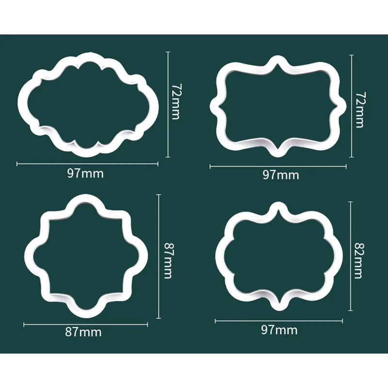 4Pcs/Lot Vintage Plaque Frame Cookie Cutter Set Plastic Biscuit Mould Fondant Cake Decorating Tools Sugar Craft Molds | Дом и сад