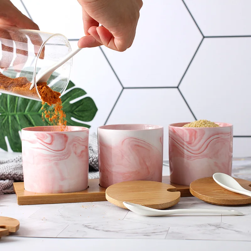 Nordic Marble Pattern Spice Container Jars Organizer Ceramic Salt Sugar Pepper Seasoning Tank Canister Set Kitchen Accessories 
Nordic Marble Pattern Spice Container Jars Organizer Ceramic Salt Sugar Pepper Seasoning Tank Canister Set Kitchen Accessories