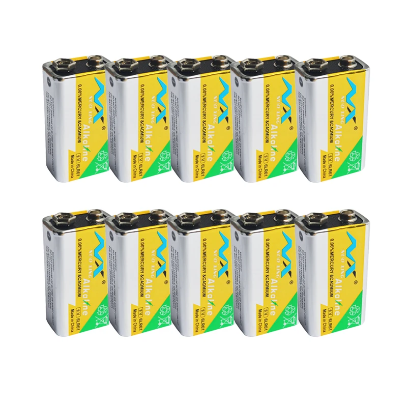 10Pcs 9V Alkaline Battery 6F22 PPP3 6LR61 MN1604 Used for alarm electronic doorbell toy car geological instrument
10Pcs 9V Alkaline Battery 6F22 PPP3 6LR61 MN1604 Used for alarm electronic doorbell toy car geological instrument