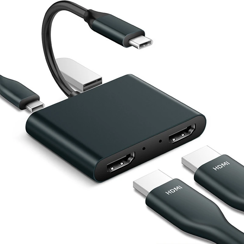 USB C to Dual HDMI Adapter 4K, 4 in 1 Type C to Dual HDMI, USB 3.0 Port, USB C PD Charging Port Converter for
USB C to Dual HDMI Adapter 4K, 4 in 1 Type C to Dual HDMI, USB 3.0 Port, USB C PD Charging Port Converter for