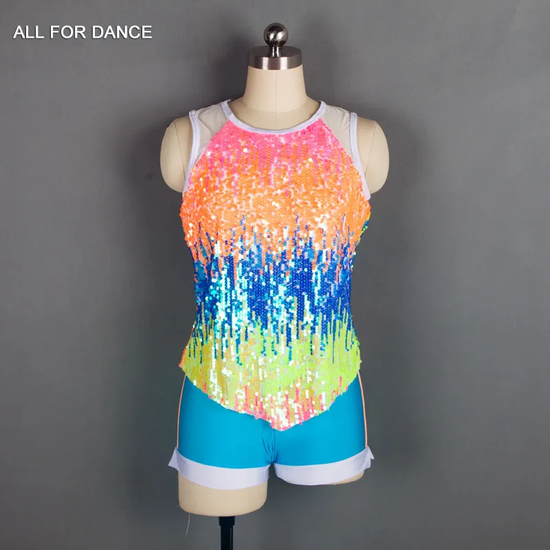 18513 Child and Adult Jazz & Tap Dance Unitard Multi Color Sequin Dance Costume with Sleeveless Dance Top and Spandex Shorts
18513 Child and Adult Jazz & Tap Dance Unitard Multi Color Sequin Dance Costume with Sleeveless Dance Top and Spandex Shorts