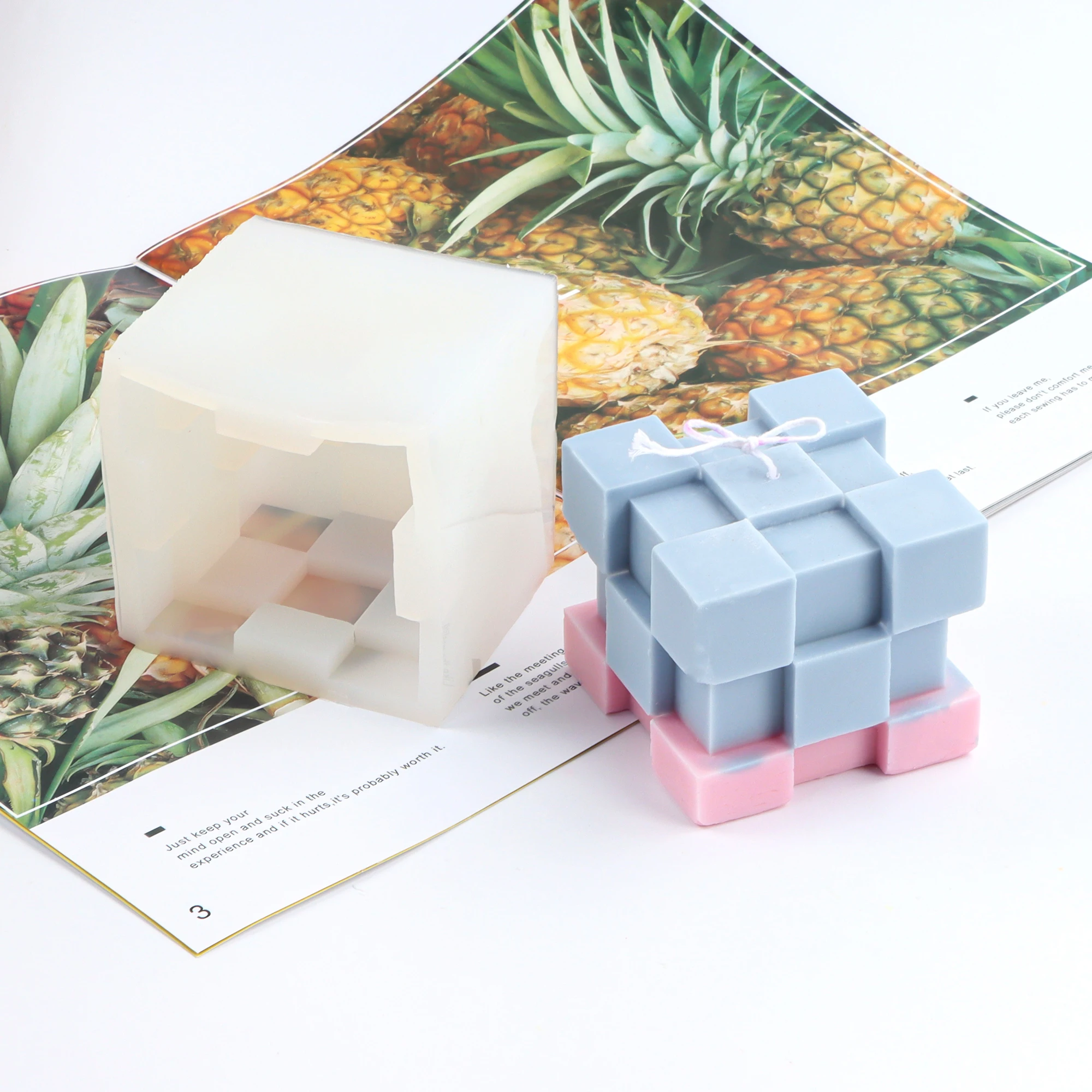 Creative Cube Candle Silicone Mold for Handmade Desktop Decoration Gypsum Epoxy Resin Aromatherapy Candle Silicone Mould
Creative Cube Candle Silicone Mold for Handmade Desktop Decoration Gypsum Epoxy Resin Aromatherapy Candle Silicone Mould