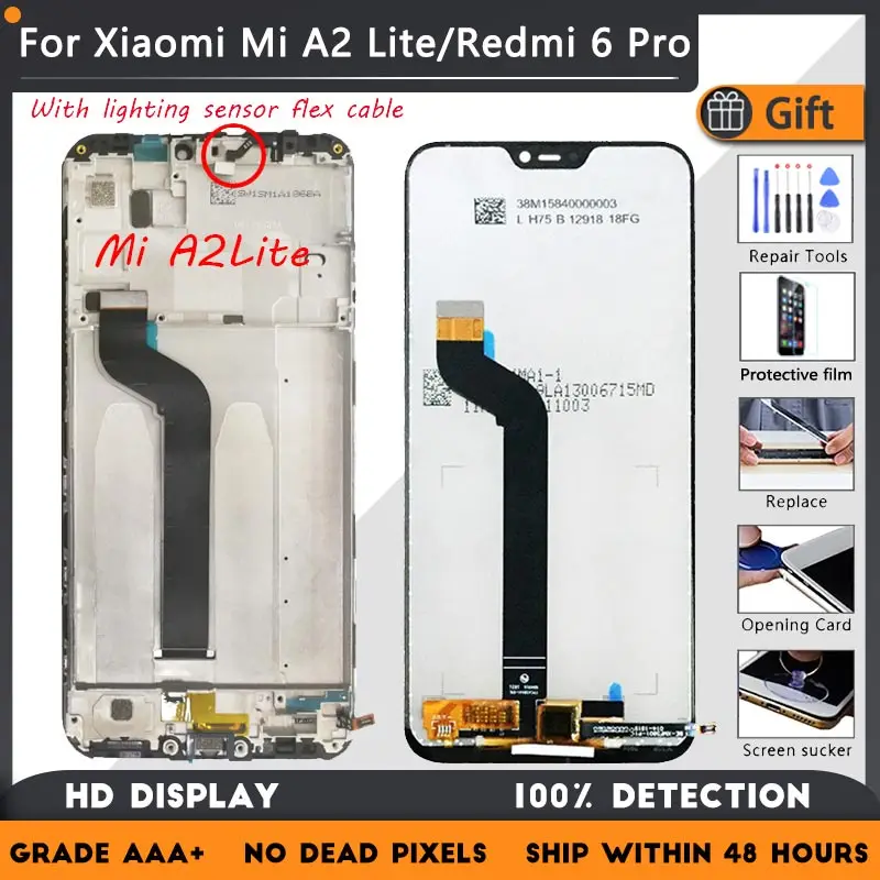 Для XIAOMI Mi A2 Lite Redmi 6 Pro Оригинальный ЖК-экран в сборе с передним чехлом черный с датчиком Освещения гибкий кабель
Для XIAOMI Mi A2 Lite Redmi 6 Pro Оригинальный ЖК-экран в сборе с передним чехлом черный с датчиком Освещения гибкий кабель