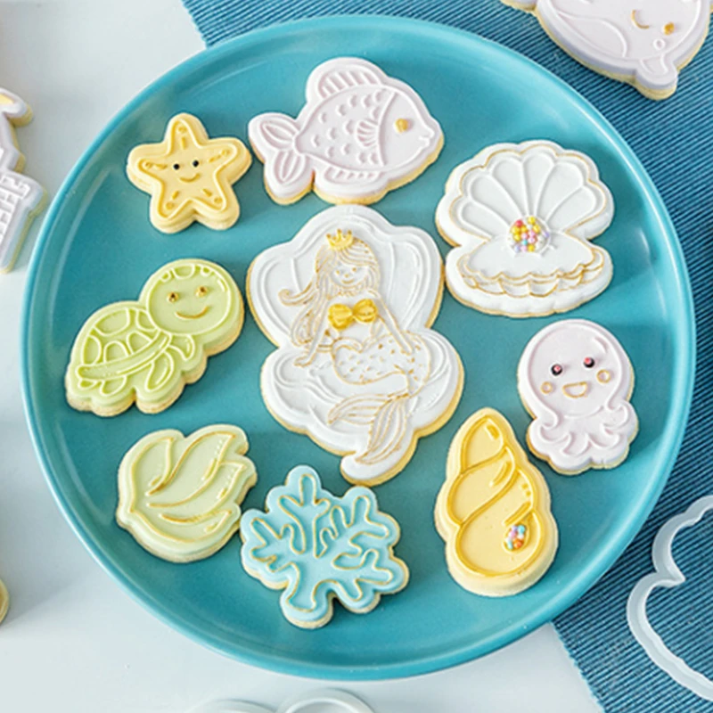 Ocean Mermaid Shell Cake Decoration Tool Seahorse Cookie Cutters Cake Press Stamp Embosser Cutter Acrylic Fondant Sugar Craft
Ocean Mermaid Shell Cake Decoration Tool Seahorse Cookie Cutters Cake Press Stamp Embosser Cutter Acrylic Fondant Sugar Craft