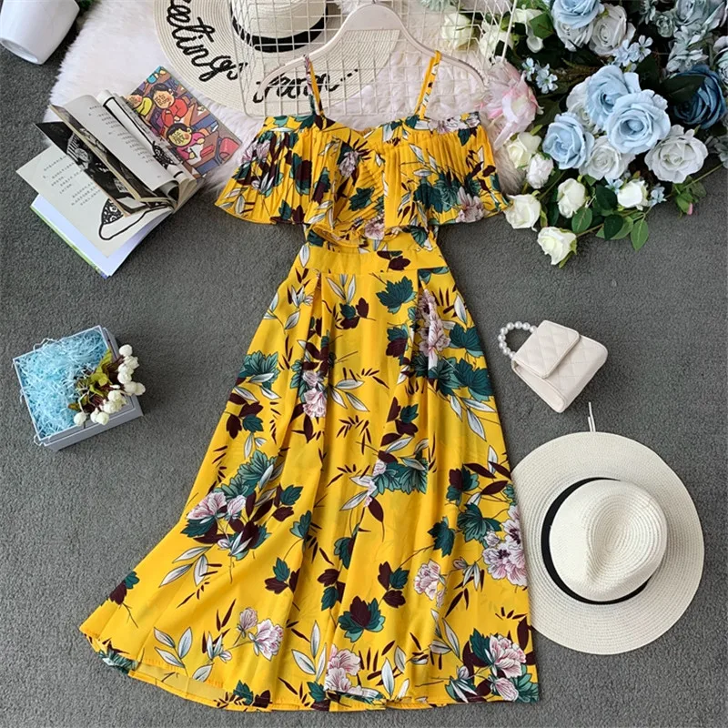 2021 Summer Sexy Bohemian Print Dress Women A-line Ruffles Sling Dress Vestidos High Waist Slash Neck Dresses Sexy Robe Femme
2021 Summer Sexy Bohemian Print Dress Women A-line Ruffles Sling Dress Vestidos High Waist Slash Neck Dresses Sexy Robe Femme