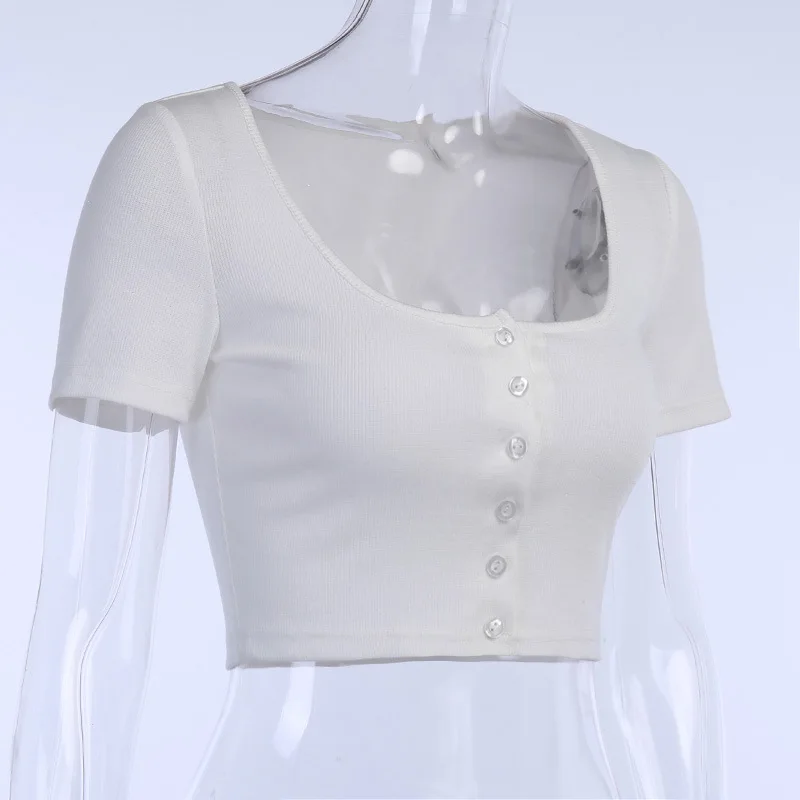 Solid summer black clothes women t shirt camisas de mujer elegantes White Crop Top
Solid summer black clothes women t shirt camisas de mujer elegantes White Crop Top
