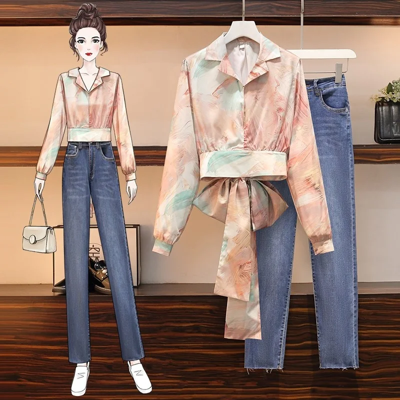 Korean Style Large Size Women's Clothing Early Autumn Clothes New Fashion Elegant Top Denim Two-Piece Suit
Korean Style Large Size Women's Clothing Early Autumn Clothes New Fashion Elegant Top Denim Two-Piece Suit