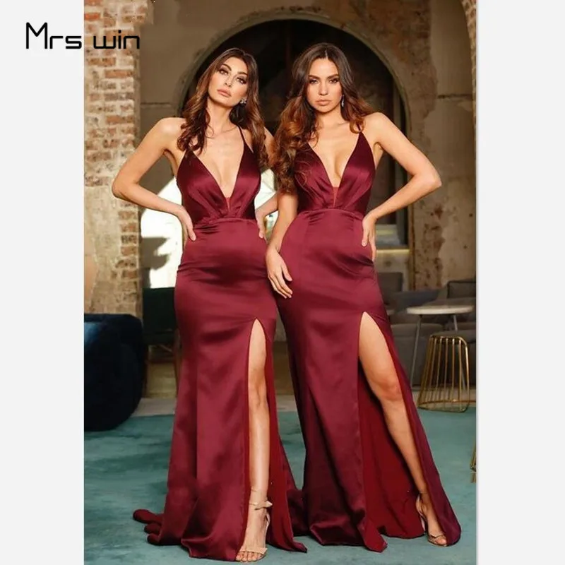 Mrs win Bridesmaid Dress Burgundy Sling Mermaid Long Wedding Party Dresses HR202 For Girls Side Split Vestido Madrinha Under 50
Mrs win Bridesmaid Dress Burgundy Sling Mermaid Long Wedding Party Dresses HR202 For Girls Side Split Vestido Madrinha Under 50