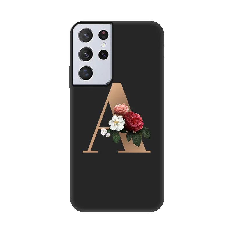 Phone Case For Samsung S21 Ultra S10 S20 S30 S21 Plus S20 FE S20 S30 Ultra Silicone Covers Black Flowers 26 Letters Cases Capa
Phone Case For Samsung S21 Ultra S10 S20 S30 S21 Plus S20 FE S20 S30 Ultra Silicone Covers Black Flowers 26 Letters Cases Capa