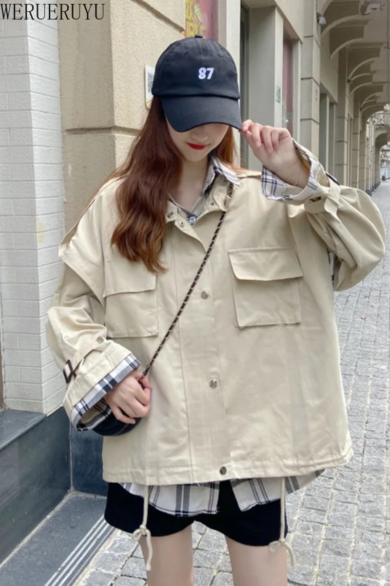 WERUERUYU Women 2020 Autumn New Cotton Lapel Loose Tooling Jacket Turn-down Collar Spring Coat For Woman
WERUERUYU Women 2020 Autumn New Cotton Lapel Loose Tooling Jacket Turn-down Collar Spring Coat For Woman