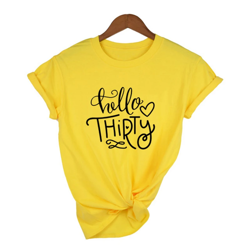 Women Hello Thirty Letters Shirt 30th Birthday Shirts Funny Graphic Tees Letter Print Short Sleeve Summer Tops T-Shirt Gifts
Women Hello Thirty Letters Shirt 30th Birthday Shirts Funny Graphic Tees Letter Print Short Sleeve Summer Tops T-Shirt Gifts