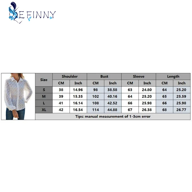EFINNY White Blouse Women Long Sleeve Jacquard Fashion Tops Turn-Down Collar Solid Color Light Feather Mesh Shirt
EFINNY White Blouse Women Long Sleeve Jacquard Fashion Tops Turn-Down Collar Solid Color Light Feather Mesh Shirt