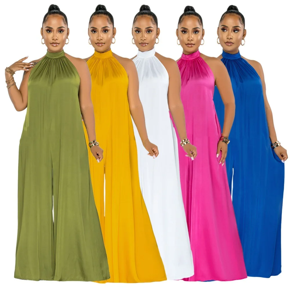 Sleeveless Halter Backless Jumpsuit Summer Jumpsuit Women Elegance Overalls Wide Leg Rompers Beach Palysuits Holiday
Sleeveless Halter Backless Jumpsuit Summer Jumpsuit Women Elegance Overalls Wide Leg Rompers Beach Palysuits Holiday