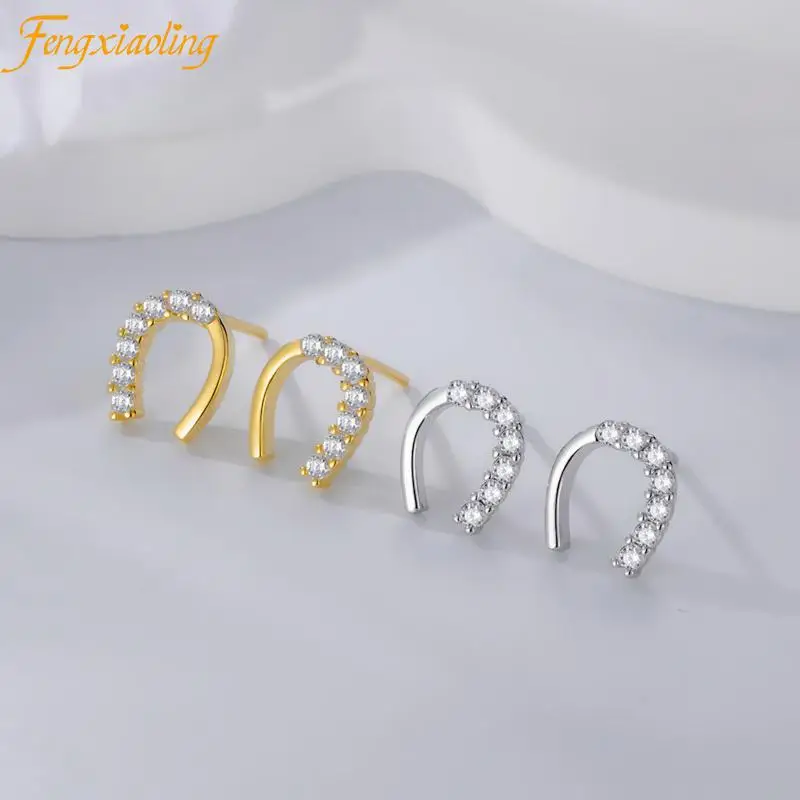 Fengxiaoling 925 Sterling Silver Letter U Mosaic Zircon Small Stud Earrings For Women Minimalism Fine Jewelry Cute Accessories
Fengxiaoling 925 Sterling Silver Letter U Mosaic Zircon Small Stud Earrings For Women Minimalism Fine Jewelry Cute Accessories