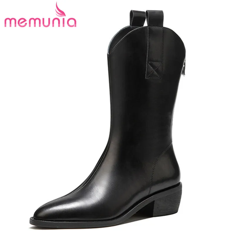 MEMUNIA 2022 New Arrive Genuine Leather Shoes Women Western Boots Pointed Toe Zipper Autumn Low Heels Mid Calf Boots Women
MEMUNIA 2022 New Arrive Genuine Leather Shoes Women Western Boots Pointed Toe Zipper Autumn Low Heels Mid Calf Boots Women