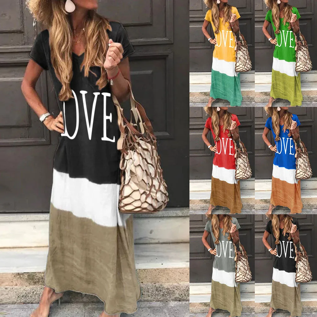Dress For Women Plus Size Daily Tie-dyed Color Block Loose V Neck Short Sleeve Maxi Dress Female Beach Long Dresses
Dress For Women Plus Size Daily Tie-dyed Color Block Loose V Neck Short Sleeve Maxi Dress Female Beach Long Dresses