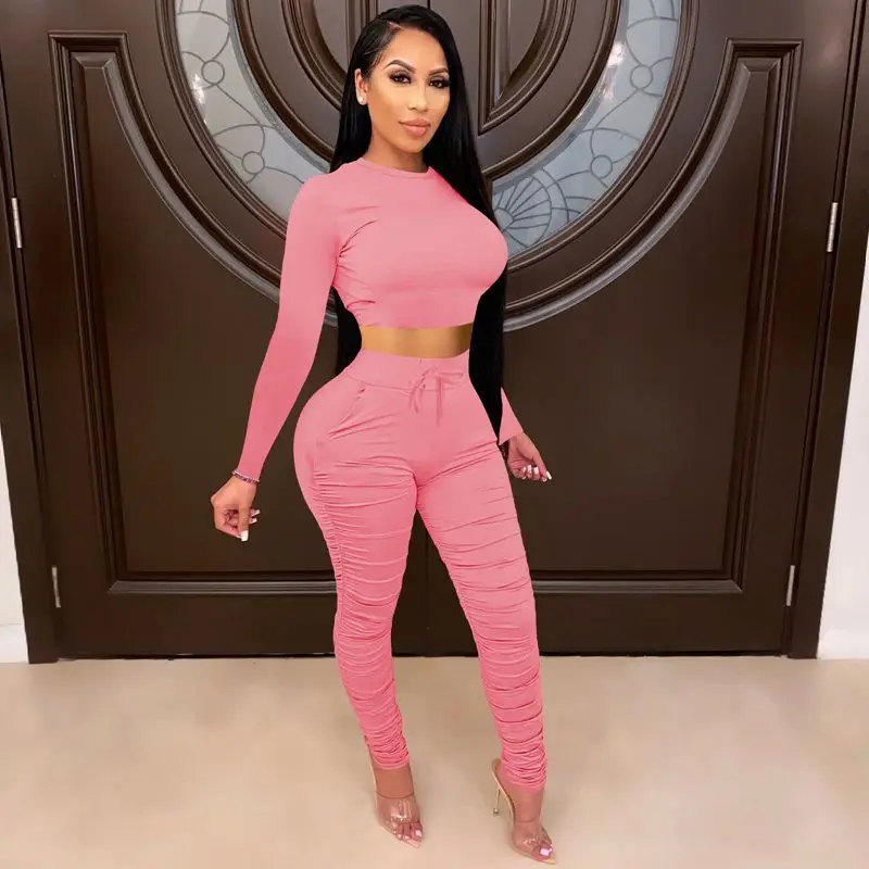 Fall Two Piece Women Set Long Sleeve Crop Top Stacked Sports Pants Fashion Clothes Streetwear Tracksuit Matching Sets
Fall Two Piece Women Set Long Sleeve Crop Top Stacked Sports Pants Fashion Clothes Streetwear Tracksuit Matching Sets