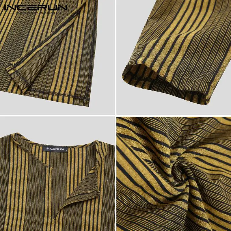 INCERUN Muslim Men Striped Jubba Thobe Long Sleeve V Neck Pockets Loose Robes Casual Vintage Islamic Arabic Kaftan Abaya Dubai
INCERUN Muslim Men Striped Jubba Thobe Long Sleeve V Neck Pockets Loose Robes Casual Vintage Islamic Arabic Kaftan Abaya Dubai