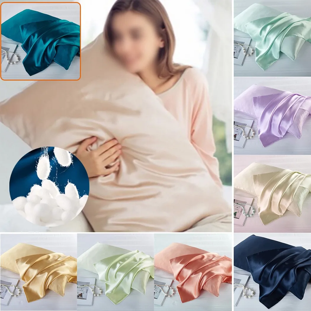1PC Nature Mulberry Silk Satin Silk Pillowcase Solid Color Satin Imitated Silk Pillow Cover Twin Queen King Size Pillowcase Home
1PC Nature Mulberry Silk Satin Silk Pillowcase Solid Color Satin Imitated Silk Pillow Cover Twin Queen King Size Pillowcase Home