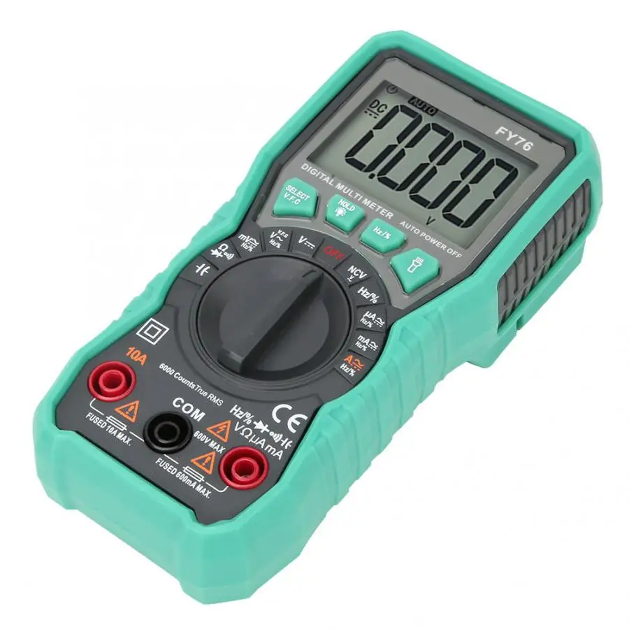 FY76 Automatic Range Digital Multimeter 0~600V AC DC True RMS Tester with LCD Display.
FY76 Automatic Range Digital Multimeter 0~600V AC DC True RMS Tester with LCD Display.