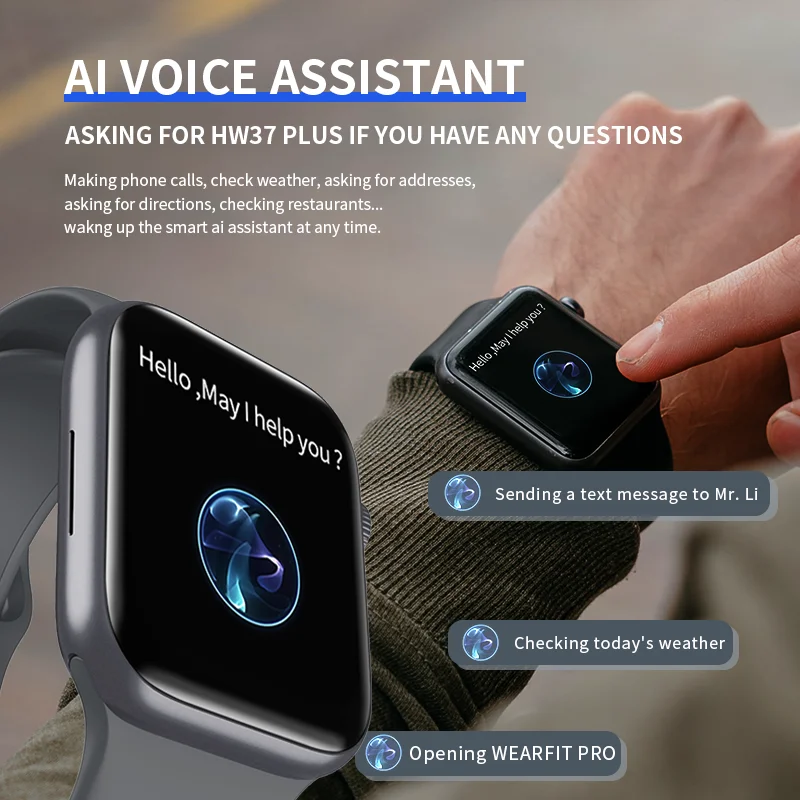 Смарт-часы 7 Siri с NFC для мужчин и женщин голосовой помощник HW37 Plus IP68 глюкометр PK P8 Y20