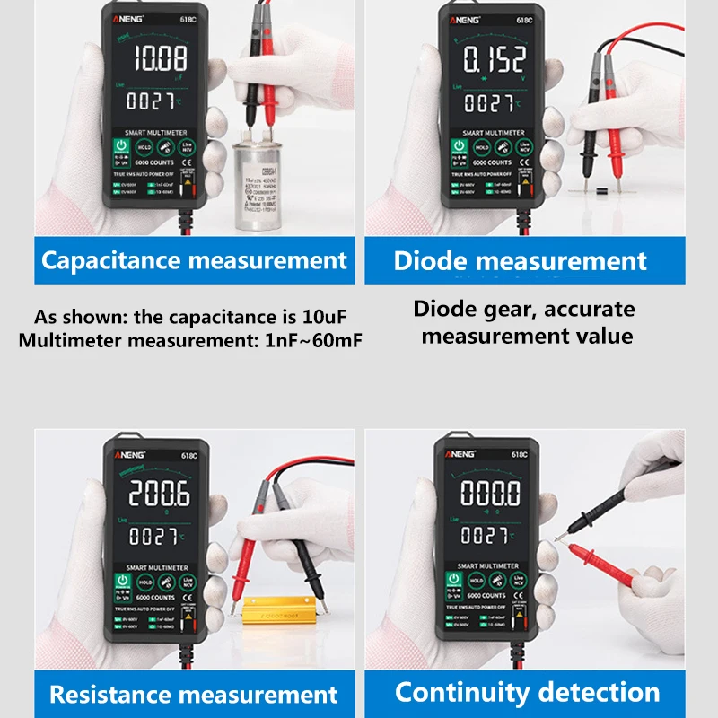 Digital Multimeter Touching Color Screen Voltage Frequency Capacitance Resistance Meter Automatic Ultra-thin Digital Multimeter
Digital Multimeter Touching Color Screen Voltage Frequency Capacitance Resistance Meter Automatic Ultra-thin Digital Multimeter