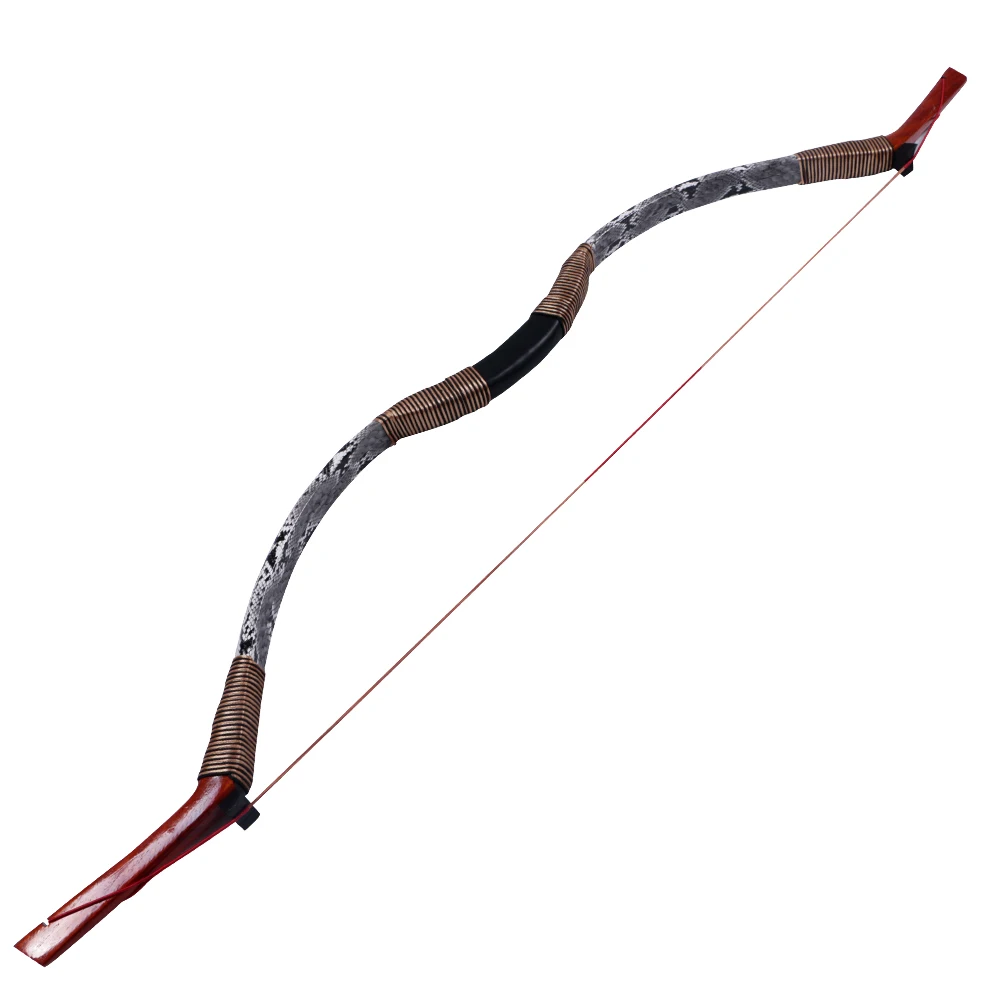 30 50lbs стрельба из лука змеиной кожи традиционный изогнутый длинный лук