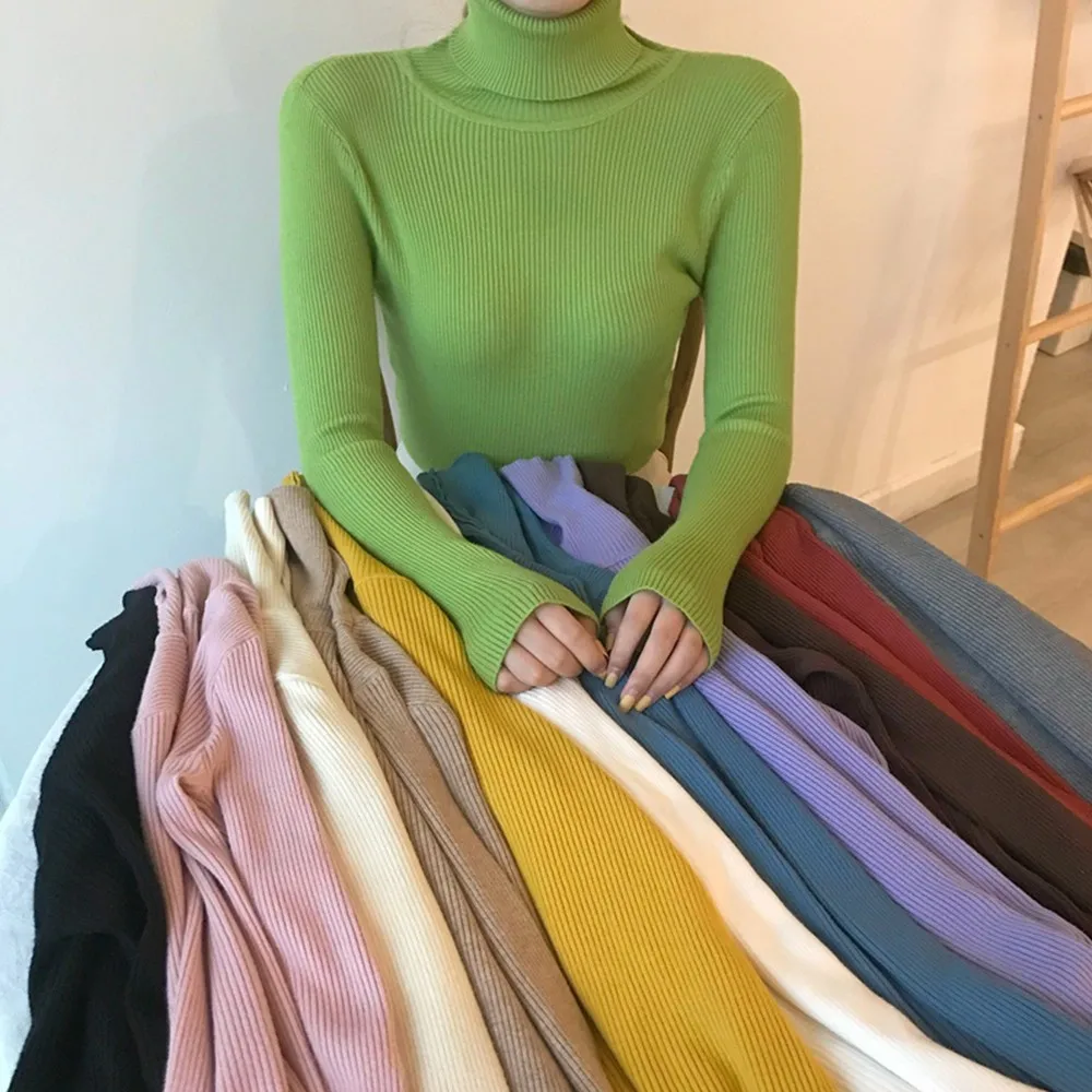 Ladies Korean Turtleneck Solid Cozy Knitted Color Sweater Knitted Breathable Stretch Long Sleeve Back To The Basics Top T Shirt
Ladies Korean Turtleneck Solid Cozy Knitted Color Sweater Knitted Breathable Stretch Long Sleeve Back To The Basics Top T Shirt