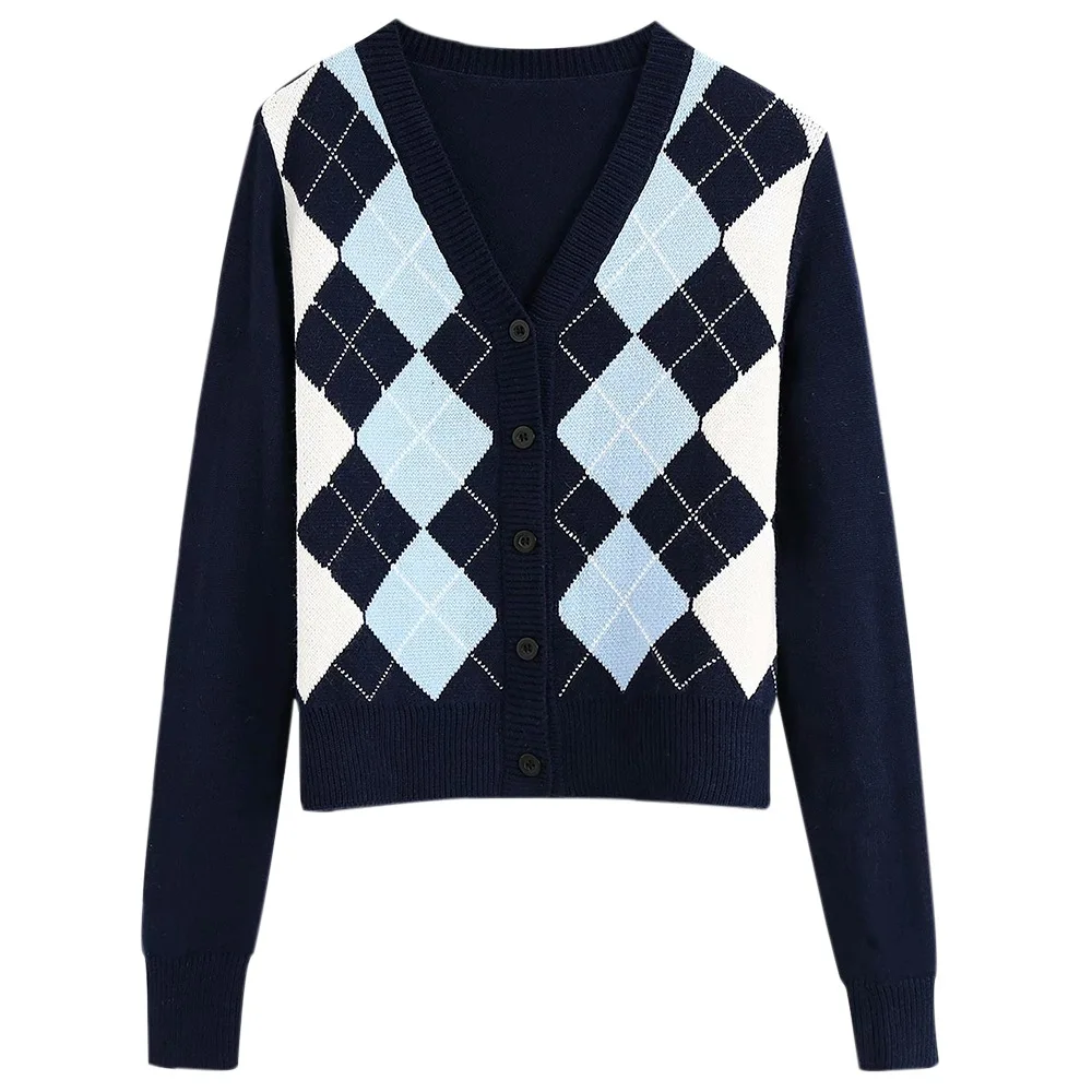NIBESSER Women Cardigan Vintage Argyle Short Knitted Sweater Fashion England Style Long Sleeve Plaid Cardigans Sweater Outerwear
NIBESSER Women Cardigan Vintage Argyle Short Knitted Sweater Fashion England Style Long Sleeve Plaid Cardigans Sweater Outerwear