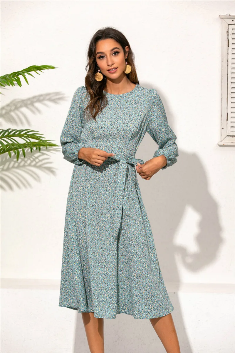 Floral Dress Women Chiffon Long Sleeve Autumn Spring Dresses O Neck Robes Femme Casual Sweet Office Vestido Lace Up Elegant 2021
Floral Dress Women Chiffon Long Sleeve Autumn Spring Dresses O Neck Robes Femme Casual Sweet Office Vestido Lace Up Elegant 2021