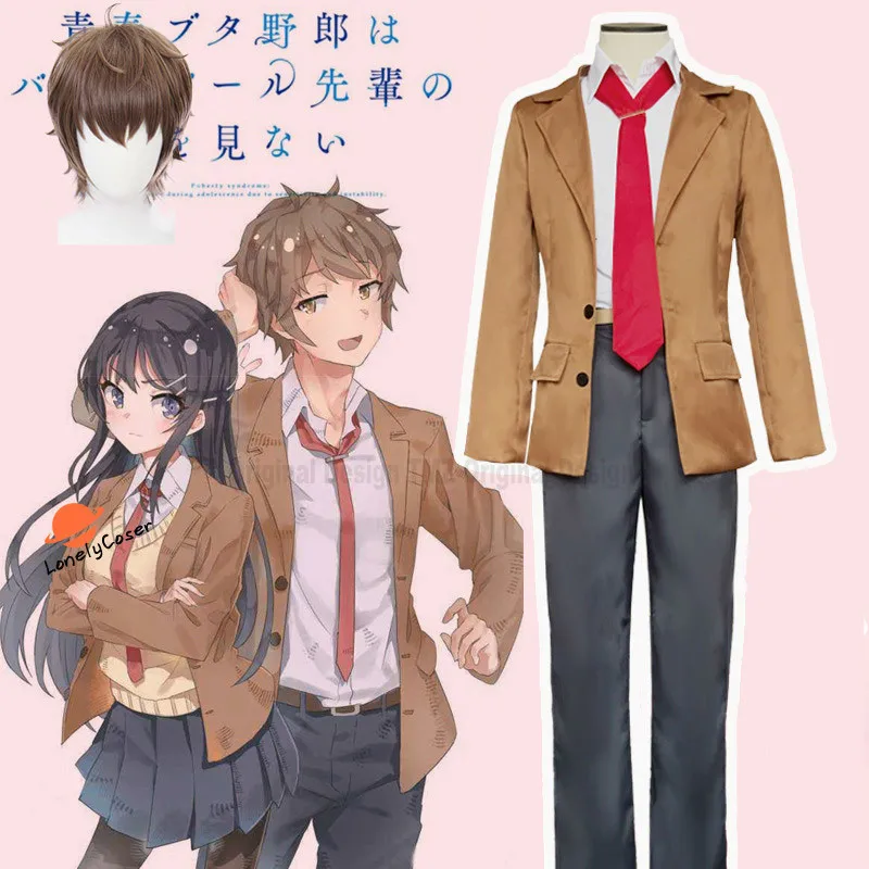 Костюм для косплея Rascal't Dream of Bunny Azusagawa Sakuta, коричневый парик, пальто, рубашка, галстук, брюки, костюм для рождественской вечеринки
Костюм для косплея Rascal't Dream of Bunny Azusagawa Sakuta, коричневый парик, пальто, рубашка, галстук, брюки, костюм для рождественской вечеринки