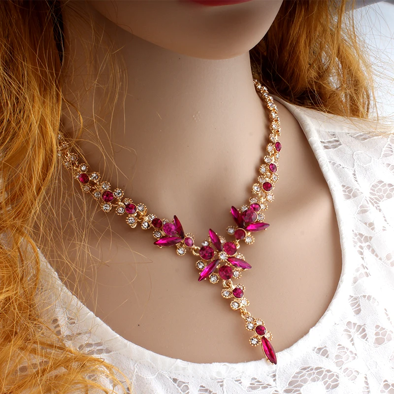 5 colors new crystal wedding jewelry set women gold color necklace long earrings set dress aessories bridesmaid 
5 colors new crystal wedding jewelry set women gold color necklace long earrings set dress aessories bridesmaid