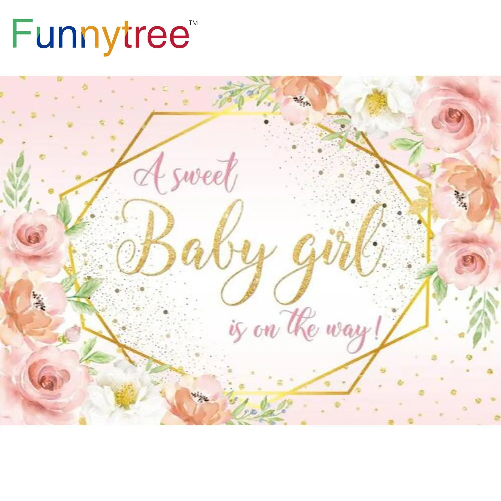 Funnytree A Sweet Baby Girl Is On The Way Backdrop Pink Flower Baby Shower Birthday Party Supplies Props Custom Decor Background 
Funnytree A Sweet Baby Girl Is On The Way Backdrop Pink Flower Baby Shower Birthday Party Supplies Props Custom Decor Background