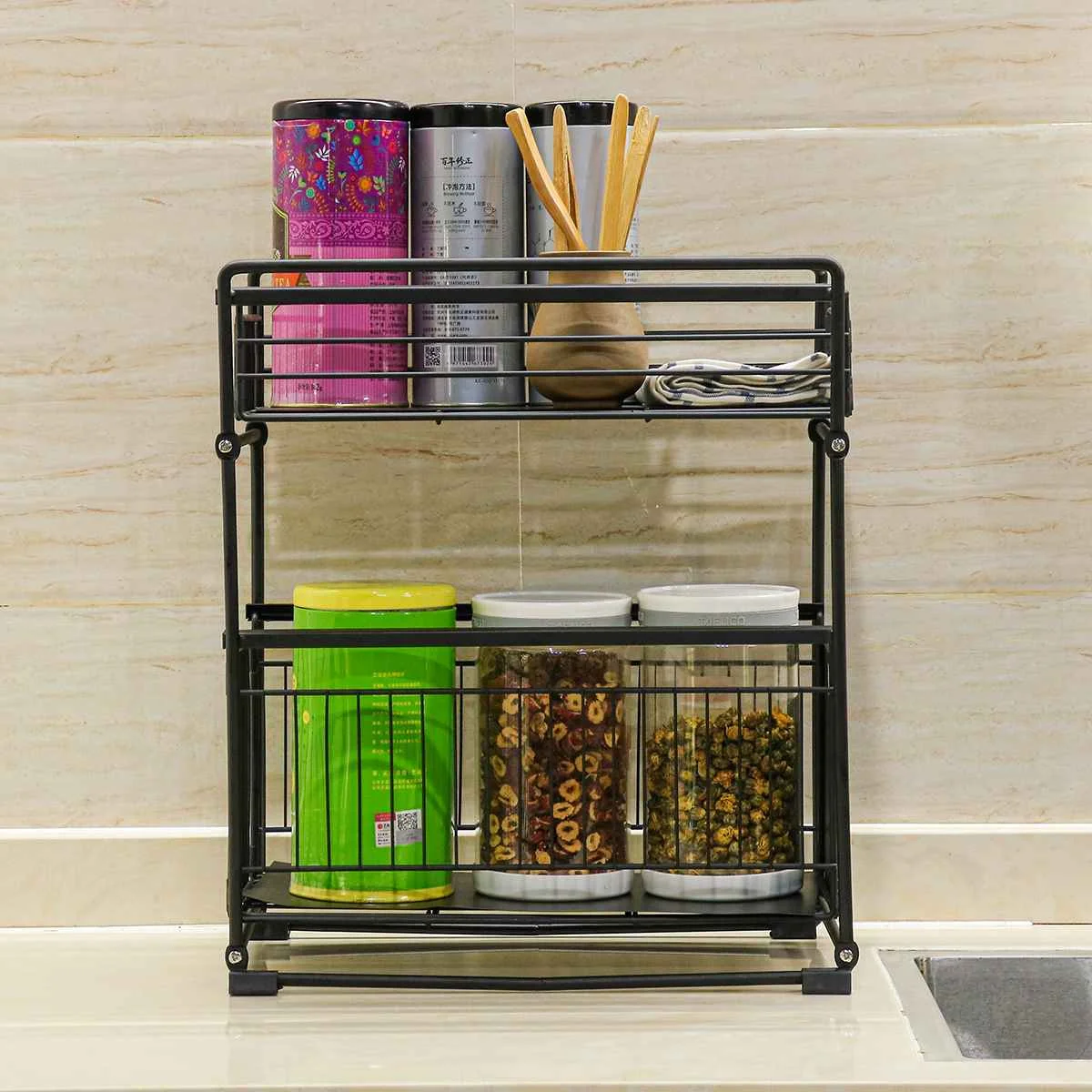 2-layer Storage Rack Organizer Condiment Bottle Rack Rust-proof and Durable Storage Rack Home Kitchen Storage & Organization
2-layer Storage Rack Organizer Condiment Bottle Rack Rust-proof and Durable Storage Rack Home Kitchen Storage & Organization