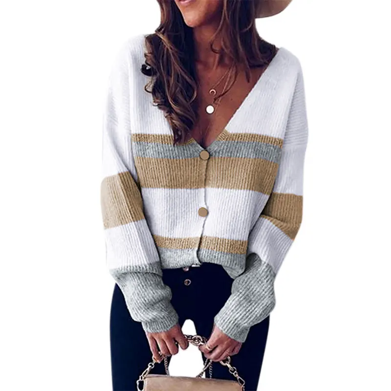 2020 Vintage Button Cardigan Women Autumn Winter New Contrasting Color Sexy V-neck Stitching Sweater Cardigan Coat
2020 Vintage Button Cardigan Women Autumn Winter New Contrasting Color Sexy V-neck Stitching Sweater Cardigan Coat
