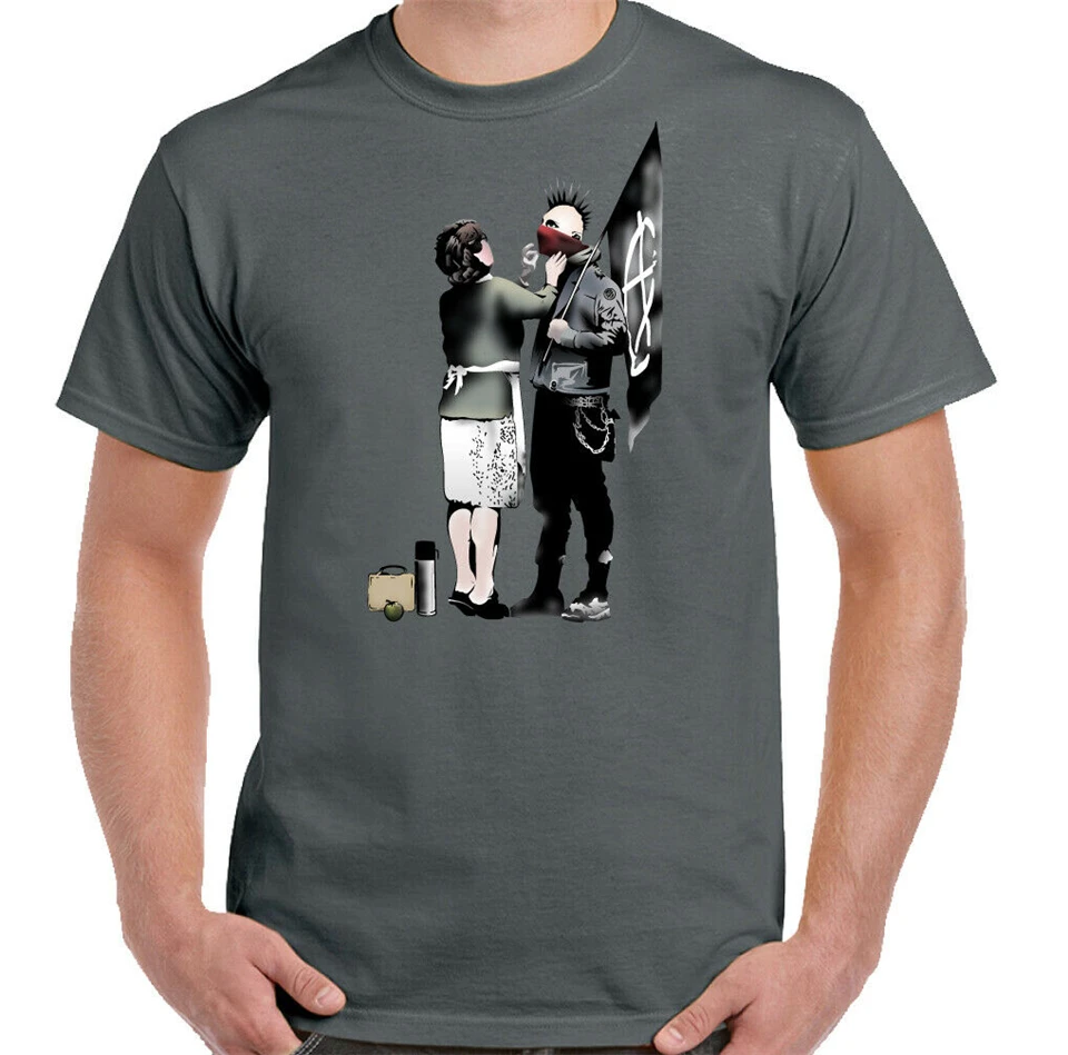 Футболка Banksy Мужская Панк уличное искусство Граффити Skinhead рок музыка анархия