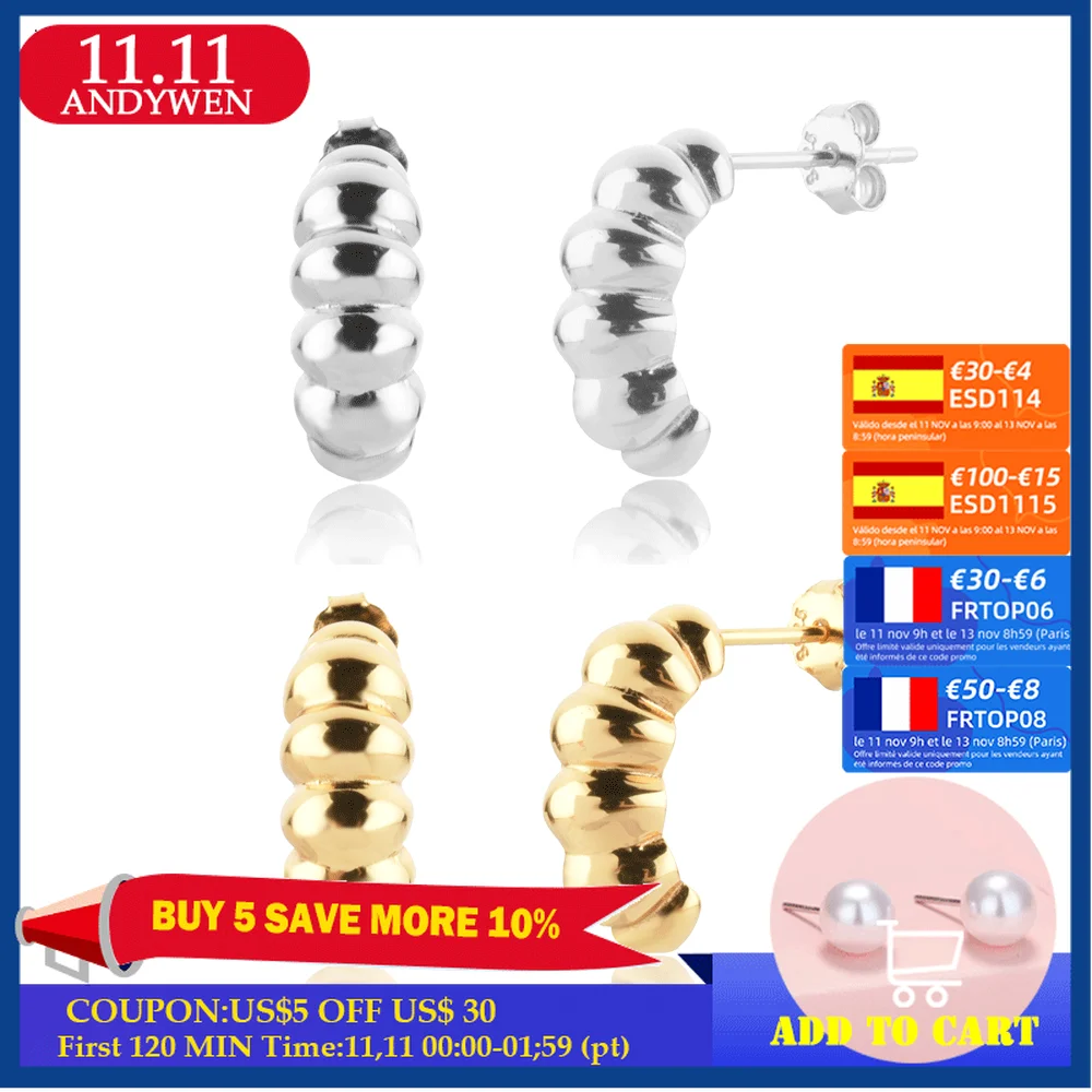 ANDYWEN 925 Sterling Silver Screw Twist Stud Earring Piercing Pendiente Stud Earring Clips Round Jewelry Wedding Jewels Gift 
ANDYWEN 925 Sterling Silver Screw Twist Stud Earring Piercing Pendiente Stud Earring Clips Round Jewelry Wedding Jewels Gift
