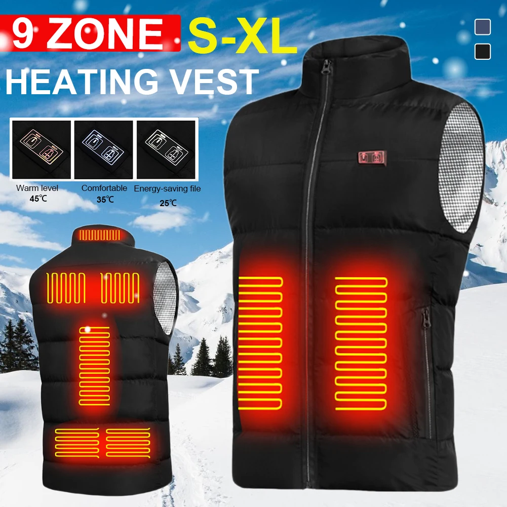 New 9 Zone Heated Vest Men Women USB Heated Sleeveless Jacket Thermal Vest Ourdoor Hunting Cyling Winter Warm Heat Clothes S-4XL
New 9 Zone Heated Vest Men Women USB Heated Sleeveless Jacket Thermal Vest Ourdoor Hunting Cyling Winter Warm Heat Clothes S-4XL