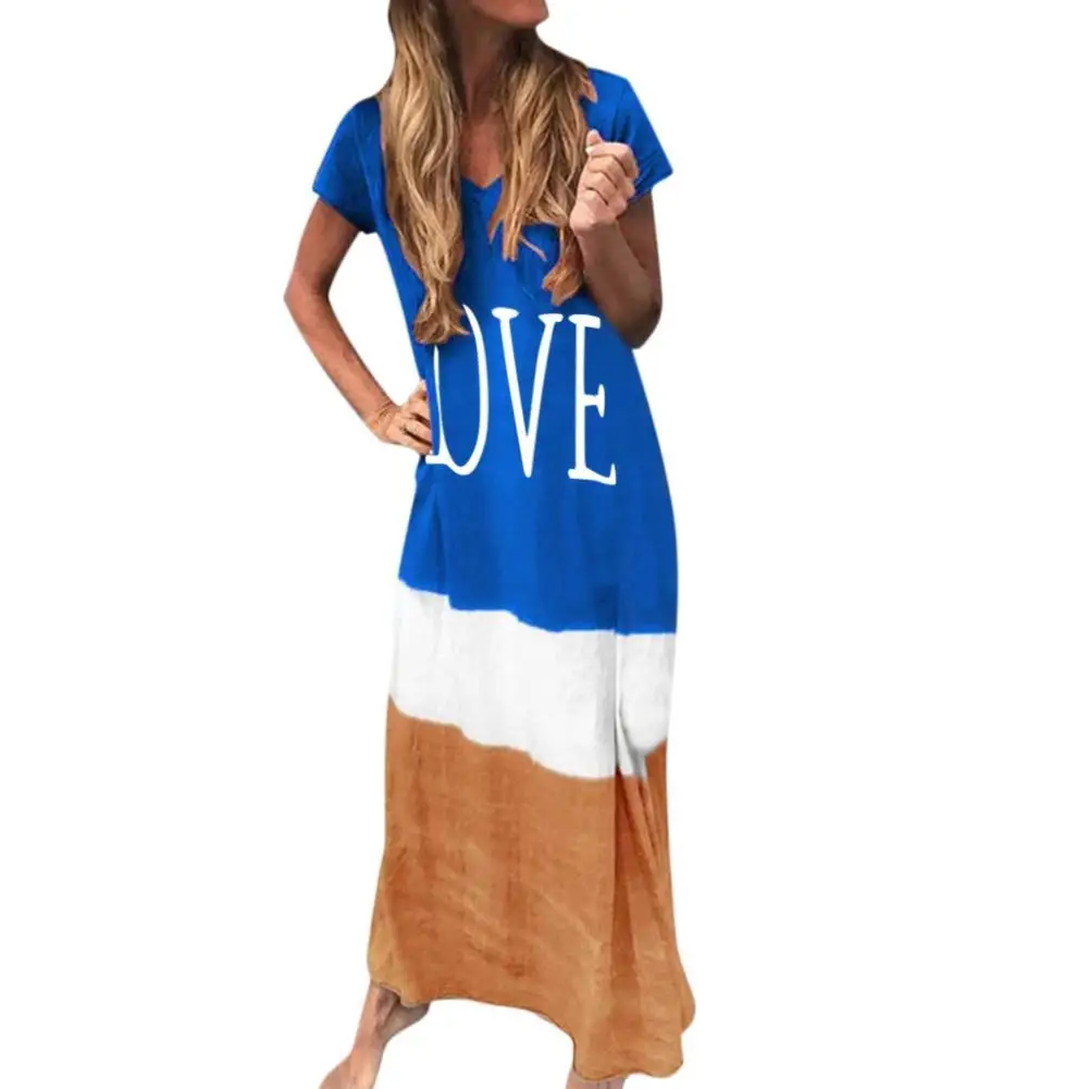 Women Casual Short Sleeve V Neck Color Block LOVE Print Loose Beach Long Dress Long Maxi Dress Sundress Female Casual Dress 2020 
Women Casual Short Sleeve V Neck Color Block LOVE Print Loose Beach Long Dress Long Maxi Dress Sundress Female Casual Dress 2020