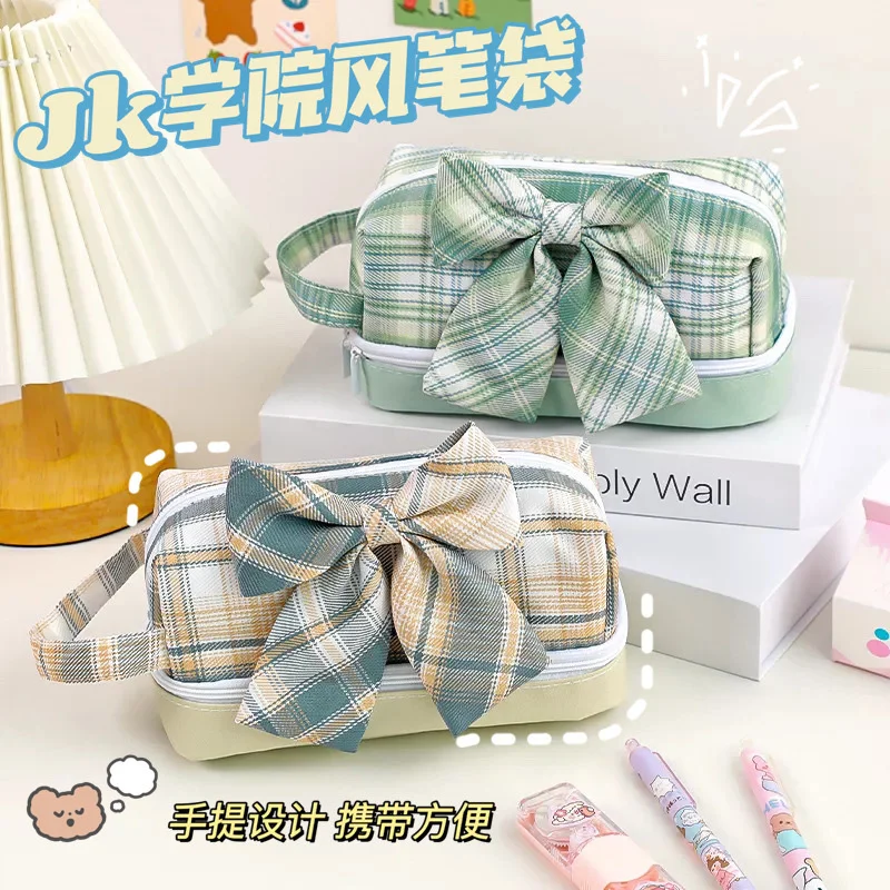 Пенал для карандашей Kawaii, вместительный, с бантом, многослойная Сумка для хранения, Студенческая сумка для канцелярских принадлежностей 
Пенал для карандашей Kawaii, вместительный, с бантом, многослойная Сумка для хранения, Студенческая сумка для канцелярских принадлежностей