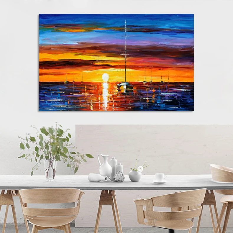 Wall Art Poster and Prints Landscape Painting Sunset Boat Canvas Painting Wall Pictures for Living Room Home Decor
Wall Art Poster and Prints Landscape Painting Sunset Boat Canvas Painting Wall Pictures for Living Room Home Decor
