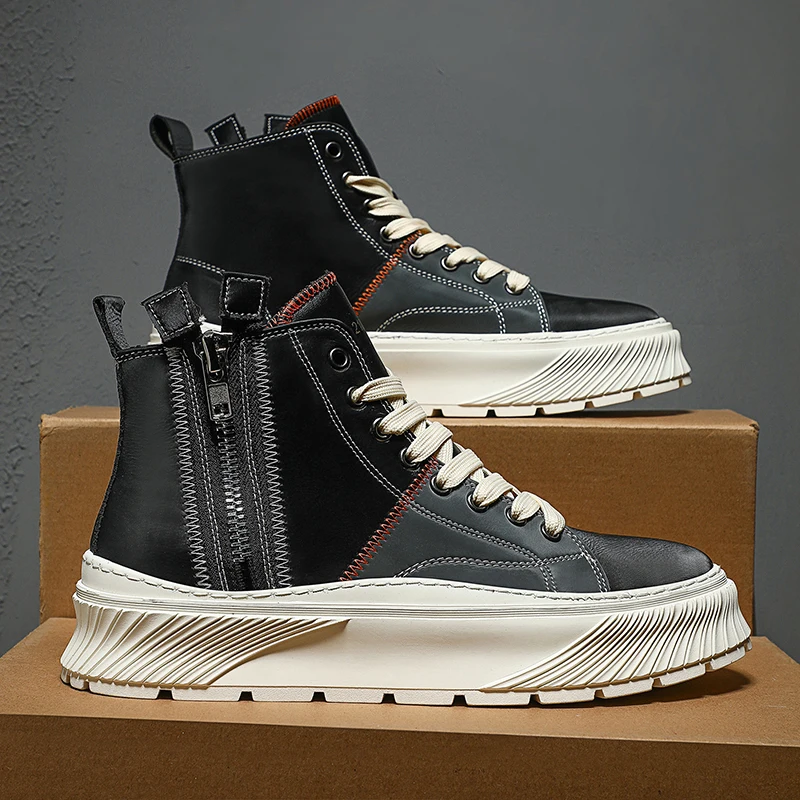 Fashion Men Zipper Sneakers Wearable Anti-Slip High Top Casual Men Sneakers Split Leather Thick Soled Casual Handmade Men Shoes
Fashion Men Zipper Sneakers Wearable Anti-Slip High Top Casual Men Sneakers Split Leather Thick Soled Casual Handmade Men Shoes