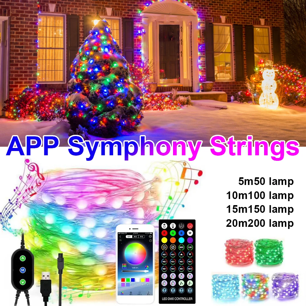 USB LED String Light with APP/Remote Control Sync to Music Function Waterproof Copper Wire Fairy Light Christmas Garden Garland
USB LED String Light with APP/Remote Control Sync to Music Function Waterproof Copper Wire Fairy Light Christmas Garden Garland