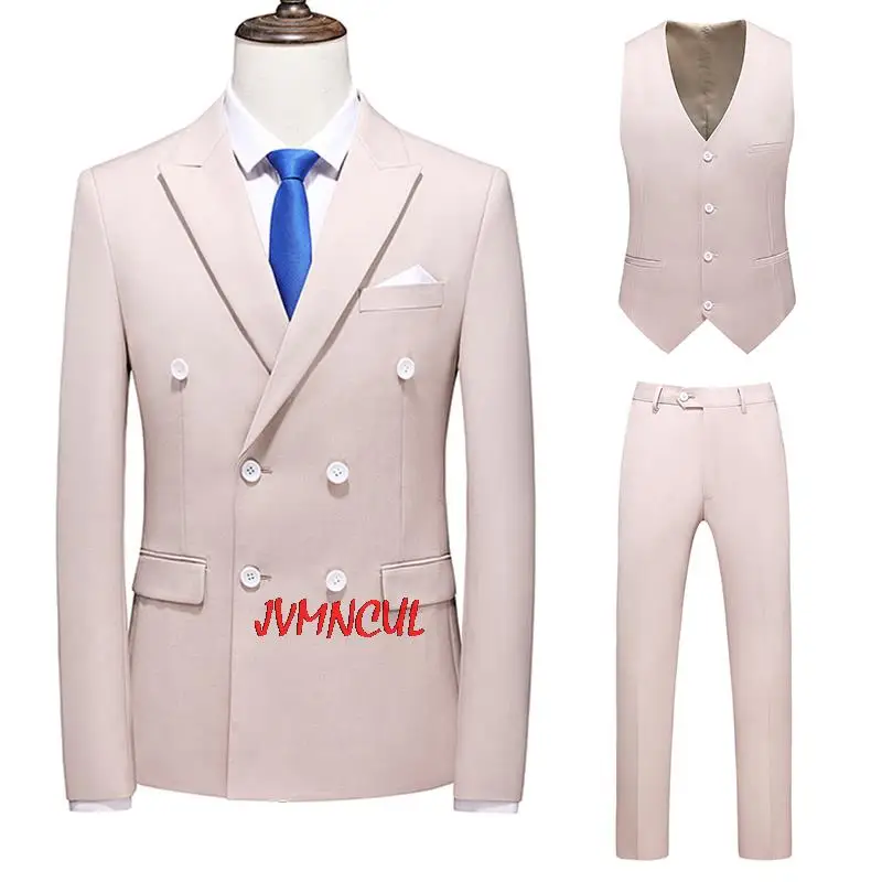 3 Pcs Set Suit Jacket Pants Vest / Fashion Men's Casual Boutique Double Breasted Solid Color Blazers Coat Trousers Waistcoat
3 Pcs Set Suit Jacket Pants Vest / Fashion Men's Casual Boutique Double Breasted Solid Color Blazers Coat Trousers Waistcoat