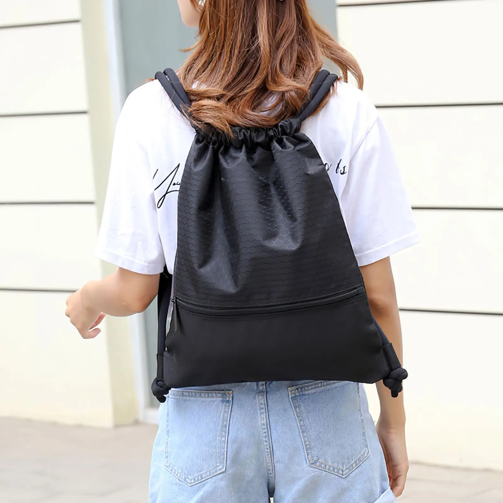 Waterproof Outdoor Drawstring Nylon Black Bag Large Capacity Basketball Backpack For Gym Bags Sports Fitness Travel Yoga Bags 
Waterproof Outdoor Drawstring Nylon Black Bag Large Capacity Basketball Backpack For Gym Bags Sports Fitness Travel Yoga Bags