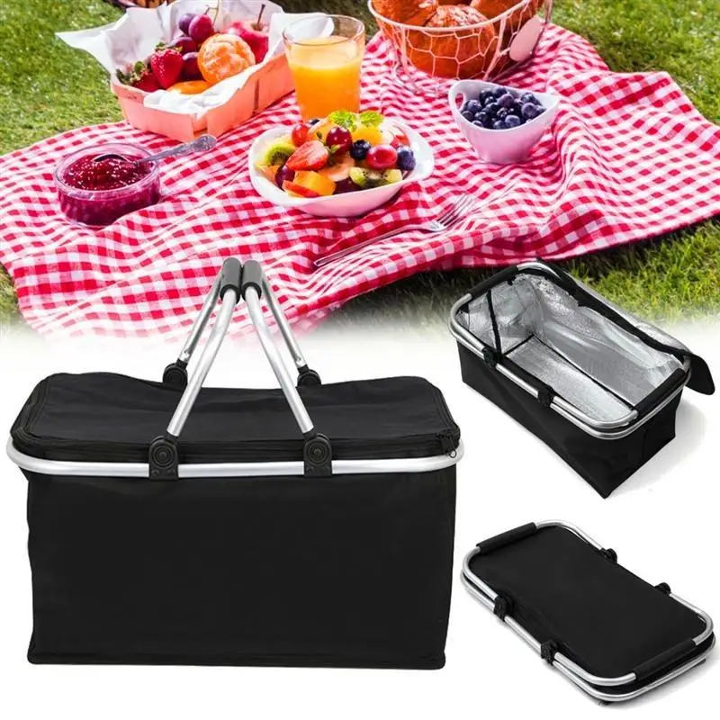 30L Folding Picnic Baskets Black Outdoor Camping Cooler Insulated 600D Oxford Aluminum Frame Handles
30L Folding Picnic Baskets Black Outdoor Camping Cooler Insulated 600D Oxford Aluminum Frame Handles