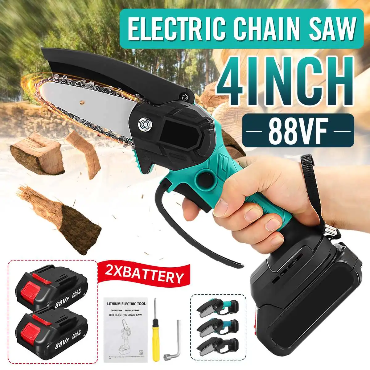 1500W 4 Inch 88VF Mini Electric Chain Saw With Battery Indicator Rechargeable Woodworking Tool For Makita 18V Battery EU Plug
1500W 4 Inch 88VF Mini Electric Chain Saw With Battery Indicator Rechargeable Woodworking Tool For Makita 18V Battery EU Plug