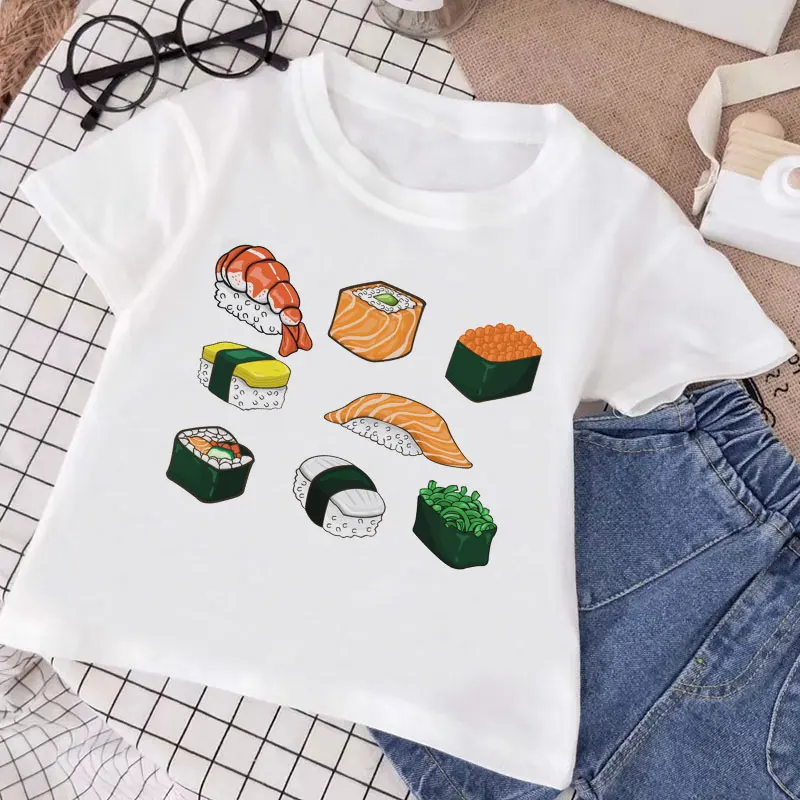 Casual Baby Girl Tops Cartoon Sushi Platter Japanese Design Fish Funny Print Toddler Shirts Fashion Boys T Shirts Harajuku Cute
Casual Baby Girl Tops Cartoon Sushi Platter Japanese Design Fish Funny Print Toddler Shirts Fashion Boys T Shirts Harajuku Cute