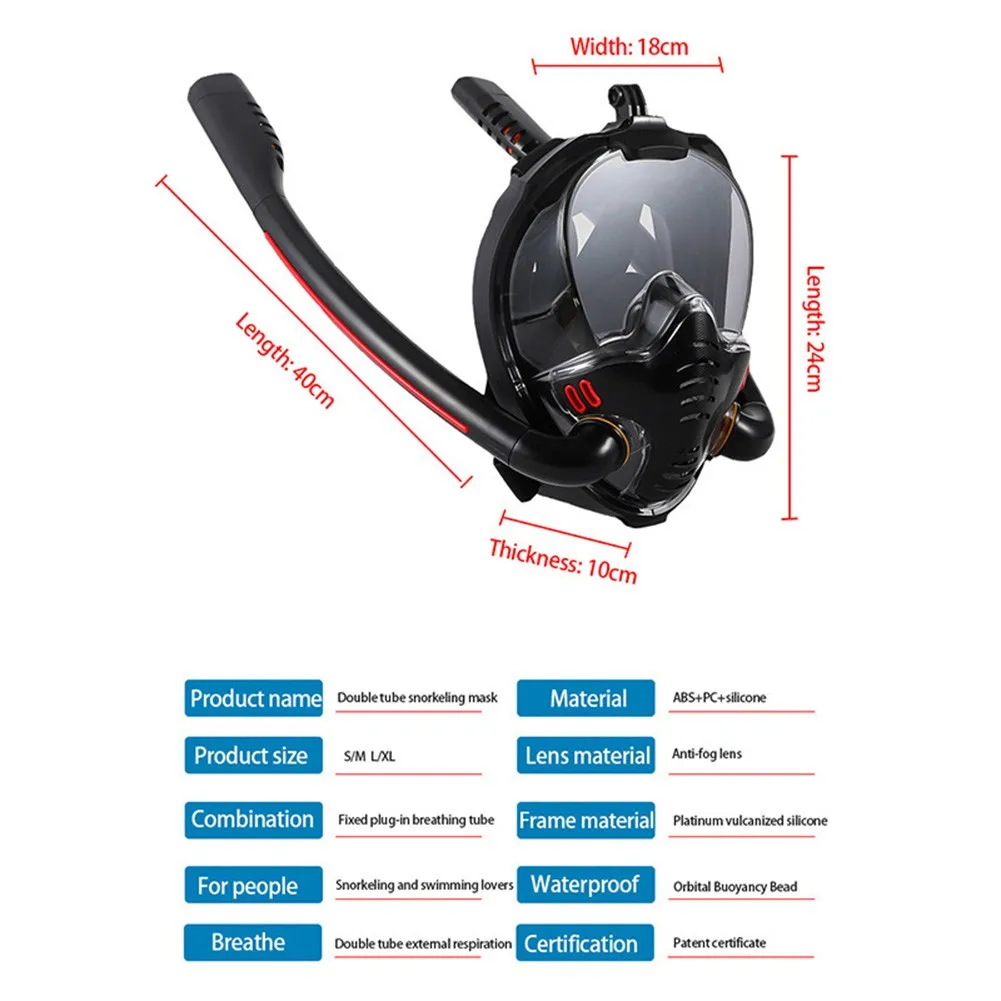 K3 Dual Tube Silicone Snorkeling Mask Anti-Fog&Anti-Leak Full Face Full Dry Scuba Tube Diving Mask With High-definition Lens
K3 Dual Tube Silicone Snorkeling Mask Anti-Fog&Anti-Leak Full Face Full Dry Scuba Tube Diving Mask With High-definition Lens